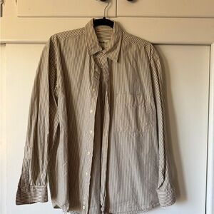 Eddie Bauer Men's Blue and White Striped Shirt